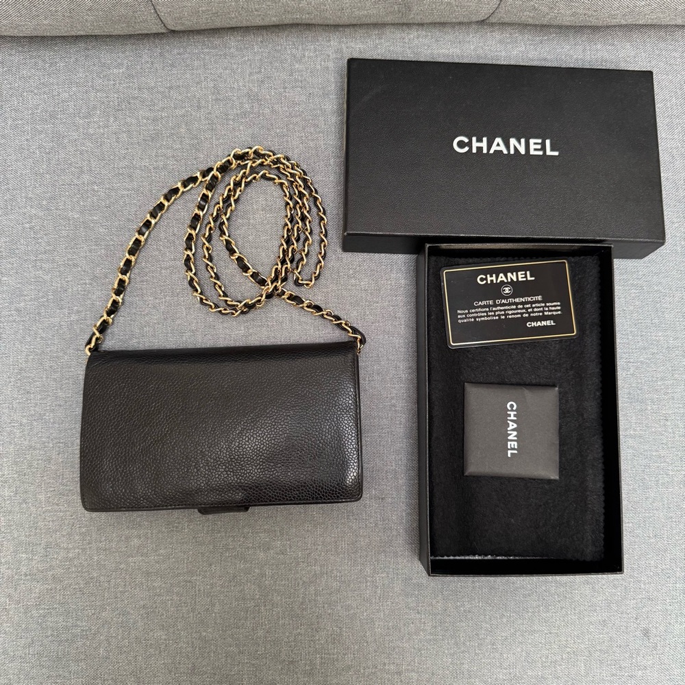 ❌SOLD❌✨Chanel Black Caviar Wallet  w/ Box & Card + Free Chains✨ - Picture 7 of 17